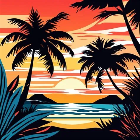 Premium Vector | Cute sunset background