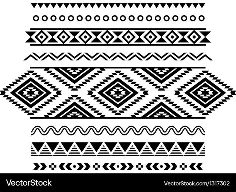 Aztec Tribal Pattern - Black & White Vector Image
