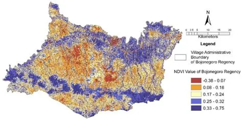 Map of NDVI distribution in Bojonegoro Regency. | Download Scientific ...