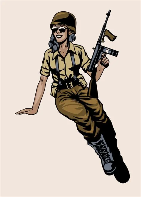 WW2 Pin Up Girl Soldier Pose 23231538 Vector Art at Vecteezy