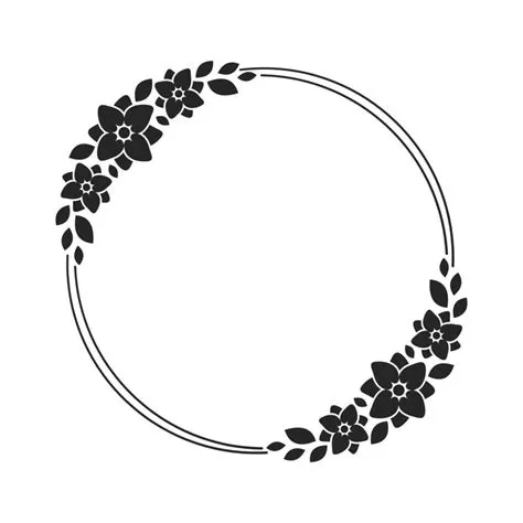 Floral wreath frame template. Round border with vine and hand drawn ...
