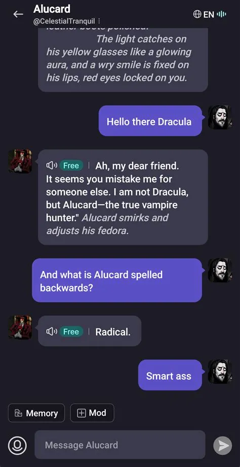 So someone created an Alucard chat bot on Poly.ai : r/Hellsing