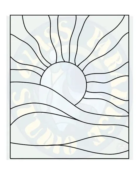 Sun & Water Stained Glass Pattern Circle and Rectangle PDF,PNG Digital ...