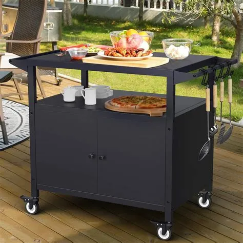SEUNSHANY Table de barbecue d'extérieur avec rangement, chariot de ...