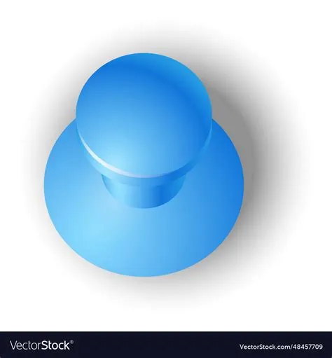 Blue pinned thumb tack mockup realistic push pin Vector Image