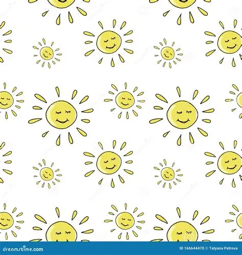 Sun Pattern, Sun Doodle Background, Seamless Vector Pattern Hand Drawn ...