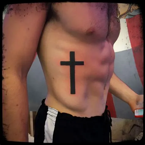 Cross Tattoos On Side Of Ribs For Men