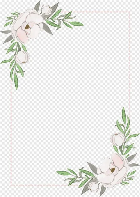 분홍색과 녹색 꽃 테두리, 청첩장 동백, 손으로 그린 꽃 장식 패턴, 수채화 그림, 프레임, 꽃 배열 png | PNGWing