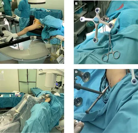 The key surgical steps of the robot-assisted surgery. (A) The patient ...