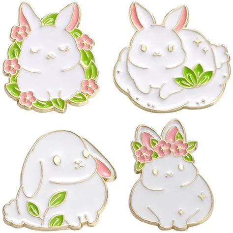 4Pcs Easter Rabbit Brooch Lovely Bunny Brooch Sweet Enamel Pin Easter ...