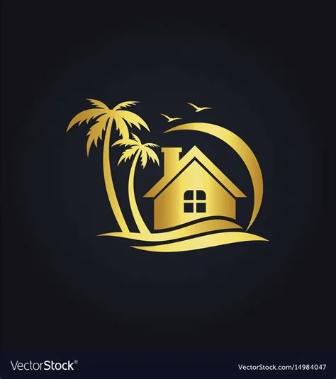 Hotel home resort beach gold logo vector image on VectorStock | Resort ...