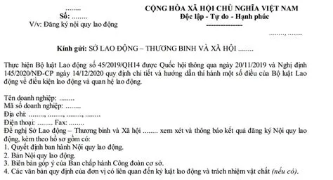 Mẫu văn bản đề nghị đăng ký nội quy lao động mới nhất 2024? Nội quy lao ...