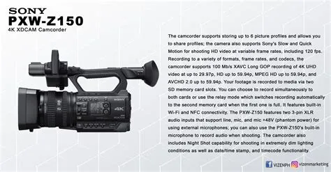 Vizen - Sony PXW-Z150 4K XDCAM Camcorder •Single 1" Exmor RS CMOS ...