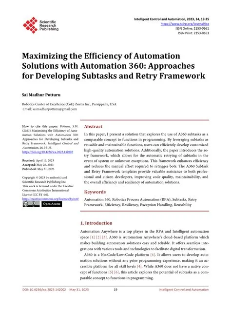 (PDF) Maximizing the Efficiency of Automation Solutions with Automation ...