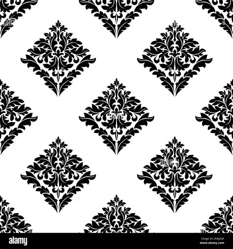 Diamond shaped floral arabesque motif in a repeat seamless pattern in ...