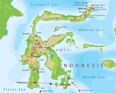 Map of Sulawesi, Indonesia