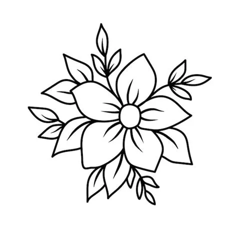 Premium Vector | Simple sketch with a flower and leaves Vector ...
