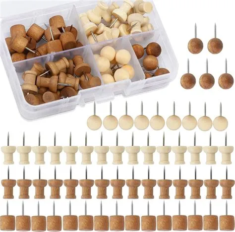 Amazon.com: Tikjiua 60 Pcs Wood Push Pins Thumb Tacks Walnut Push Pins ...