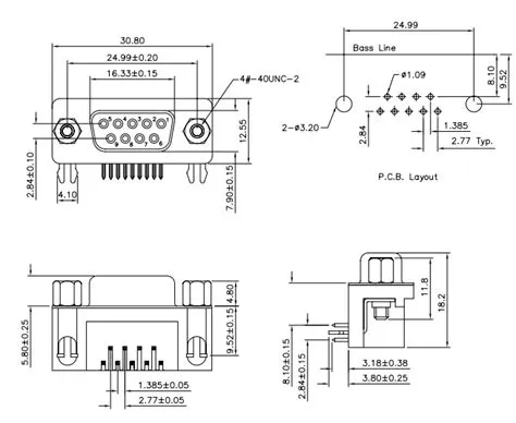 DB9 Female Connector - PCB Mount - 9 Pin