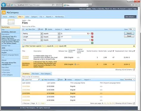 Code On Time: Sample Applications / Sakila (MySQL)