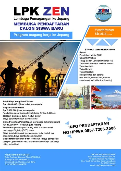 LPK Zen membuka pendaftaran calon siswa baru program magang ke Jepang ...