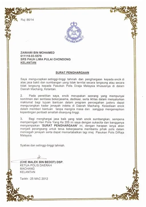 Contoh Surat Penghargaan Masa Kerja - Riset