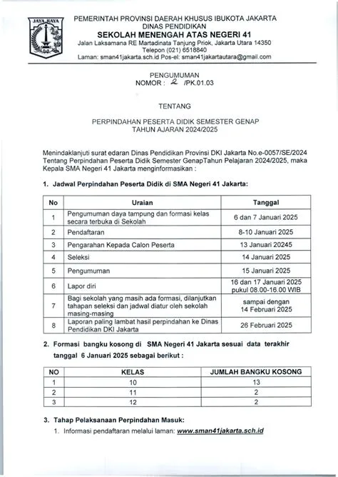 INFORMASI MUTASI MASUK PESERTA DIDIK SMA NEGERI 41 TAHUN 2025