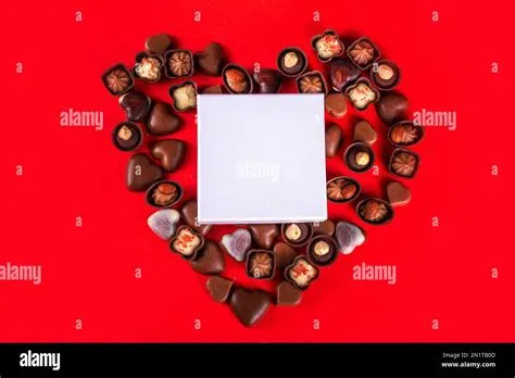 Valentines Day chocolates banner, background, frame. Various sweets and ...