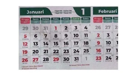 Kalender Januari 2025 Lengkap dengan Weton Jawa 29 Januari 2025 ...