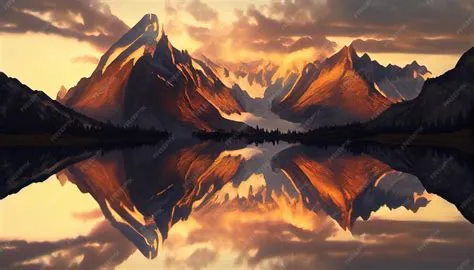 Premium Photo | Generative AI Reflections at Sunset A Mountain Lake Mirage