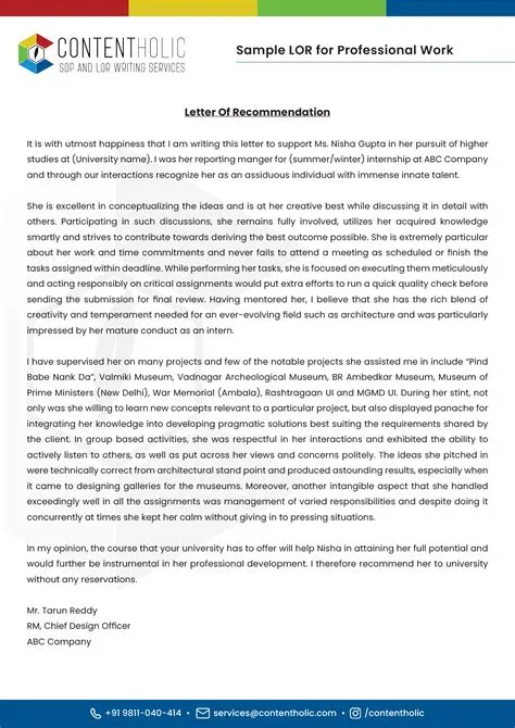 Professional LOR Samples, formats, and Examples in 2025-26