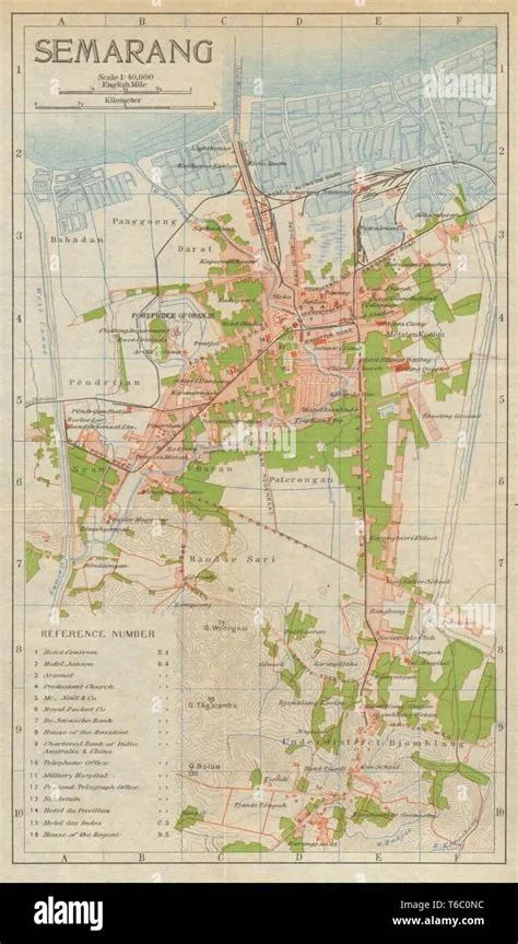 Semarang antique town city plan. Central Java. Indonesia 1920 old map ...
