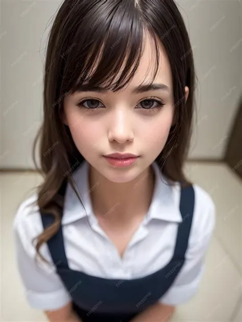 Cute school girl in school uniform standing ai generative | Premium AI ...