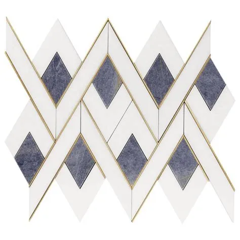 Ivy Hill Tile Kappa Azul Blue 3 in. x 0.39 in. Polished Marble and ...