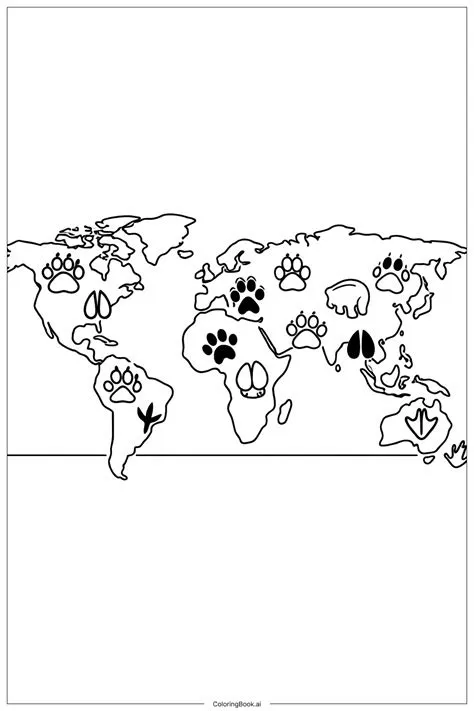 World Map with Simple Map Pins Coloring Page (Free PDF&PNG Printable)