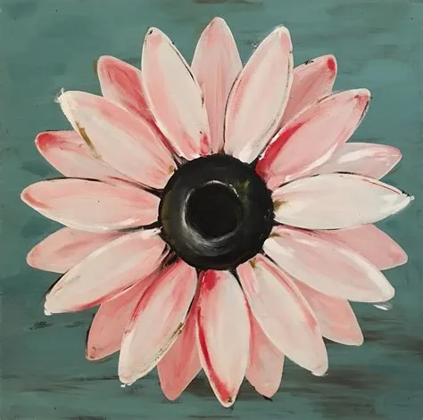 Large Daisy Painting on a Wood Panel Original Flower Art Pink | Etsy ...