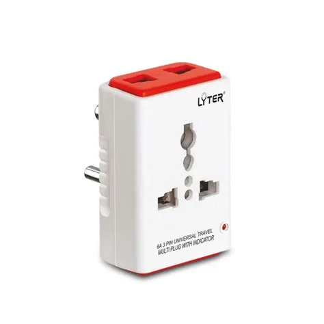 Crystal 6A 3 Pin Uni Travel Multi Plug with Indicator (Box Pack) - Lyter