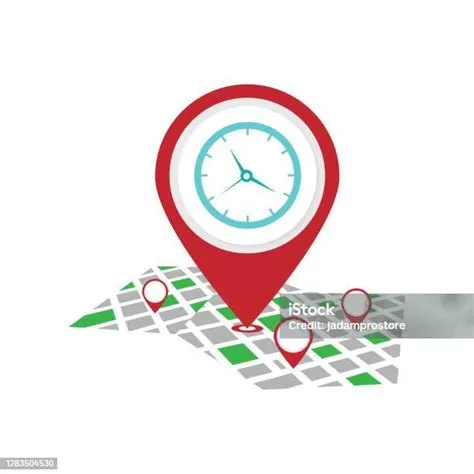 Penunjuk Pin Waktu Pada Lokasi Peta Ilustrasi Stok - Unduh Gambar ...