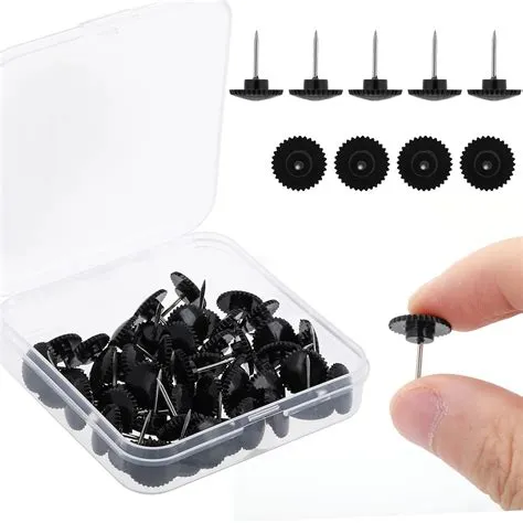 Prasacco 50 Pcs Black Push Pins Thumb Tacks for Wall Hangings Plastic ...