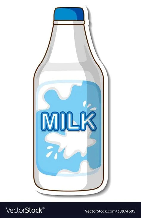 Sticker dairy milk bottle on white background Vector Image on ...