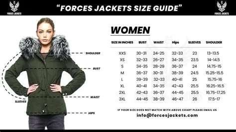 Our Size Guide and Chart - Forces Jackets