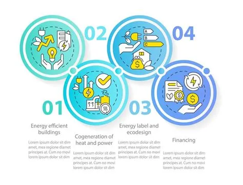 Energy efficiency and conservation blue circle infographic template ...