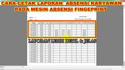 LAPORAN ABSENSI LEBIH DETIL!!! Cara Cetak Laporan Fingerprint Solution ...