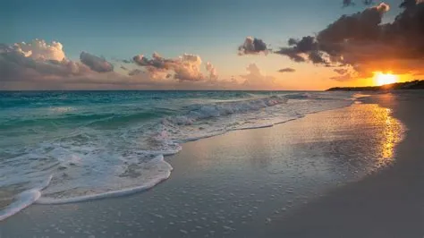 Ocean Waves Beach Sand Under White Clouds Blue Sky During Sunset HD ...