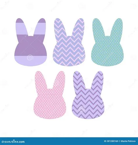 Set of Rabbit Heads with Different Patterns. Bunny Head Outline Stock ...