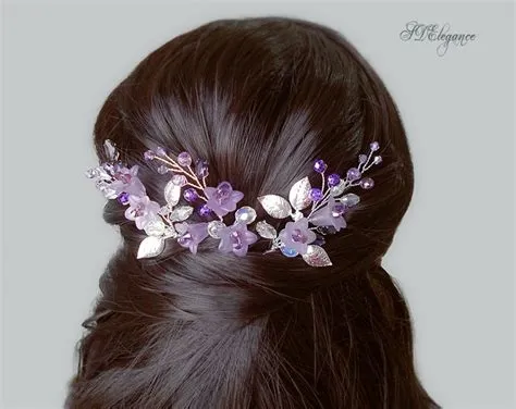 Purple Flower Wedding Hair Pins, Lavender Hair Pin Set, Lilac Hair Pins ...