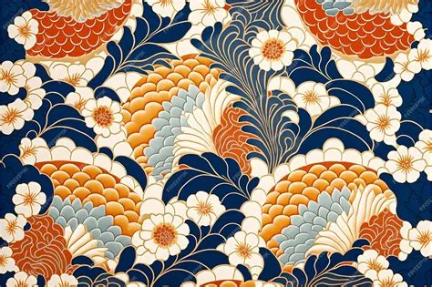 Premium Photo | Illustration of japanese art pattern background ...