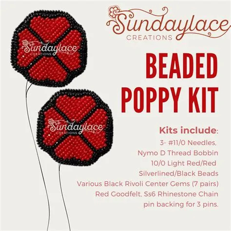 Beaded Poppy Starter Kits, New Beaders Basics | Poppies, Beading ...