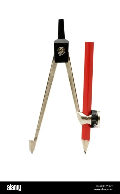 Compass red pencil geometry Cut Out Stock Images & Pictures - Alamy