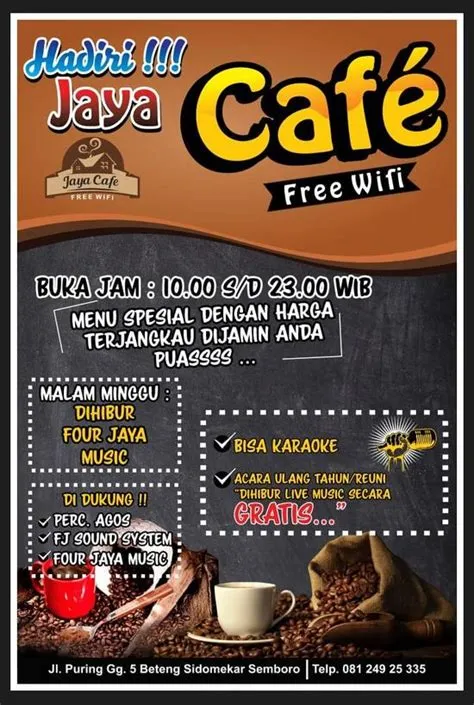 Menu at Jaya cafe, Jember